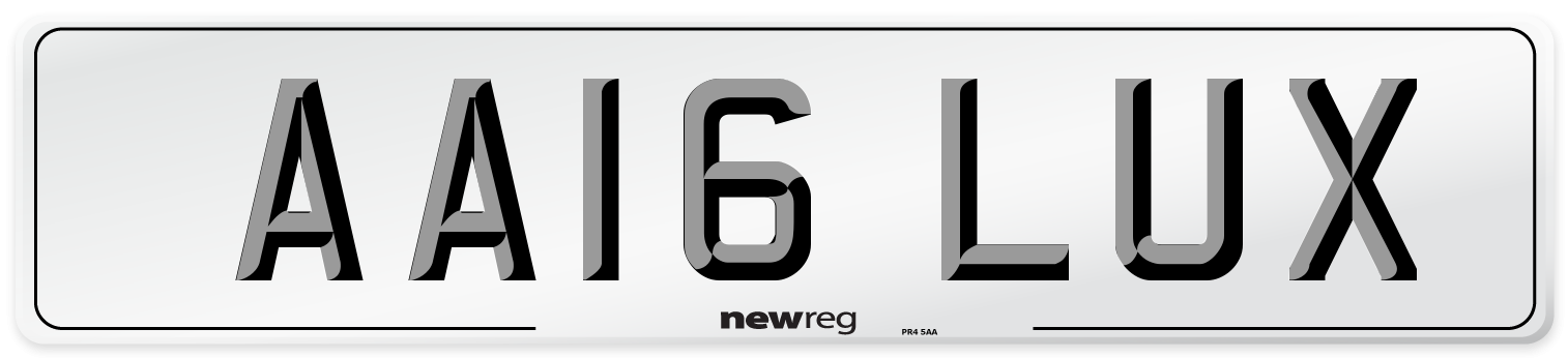 AA16 LUX Number Plate from New Reg